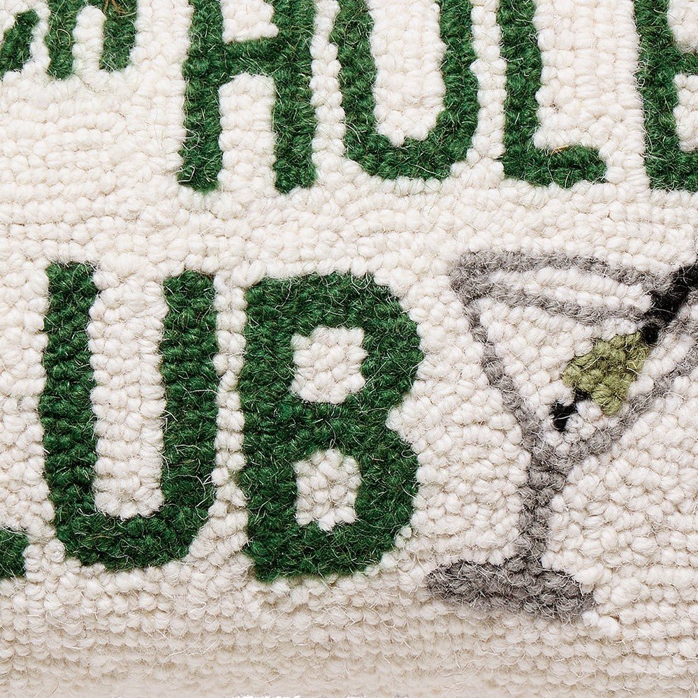 19th Hole Club Hooked Wool Throw Pillow, close-up detail