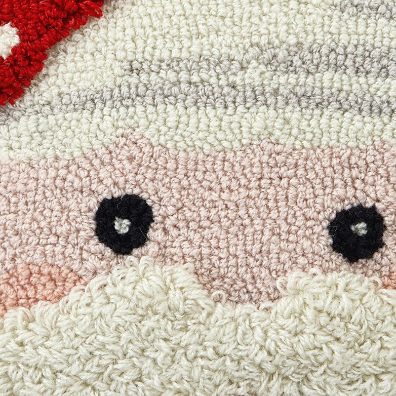 3D Santa Hooked Christmas Throw Pillow, close-up detail