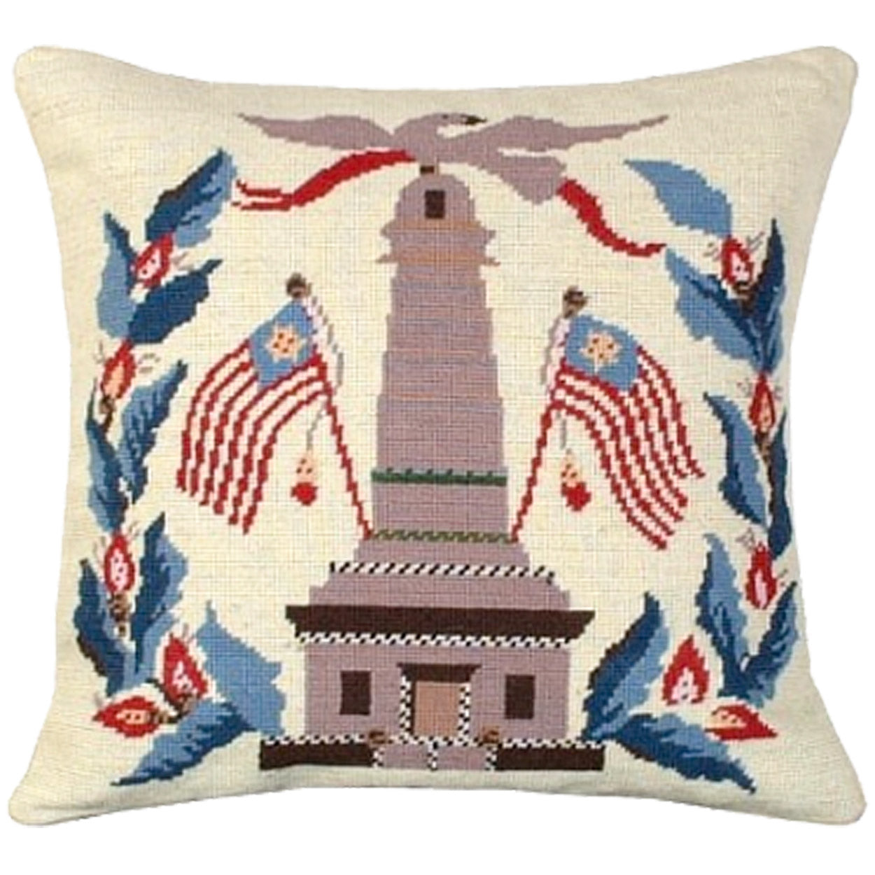 American Monument Flag Baltimore needlepoint throw pillow with artisan decorative design