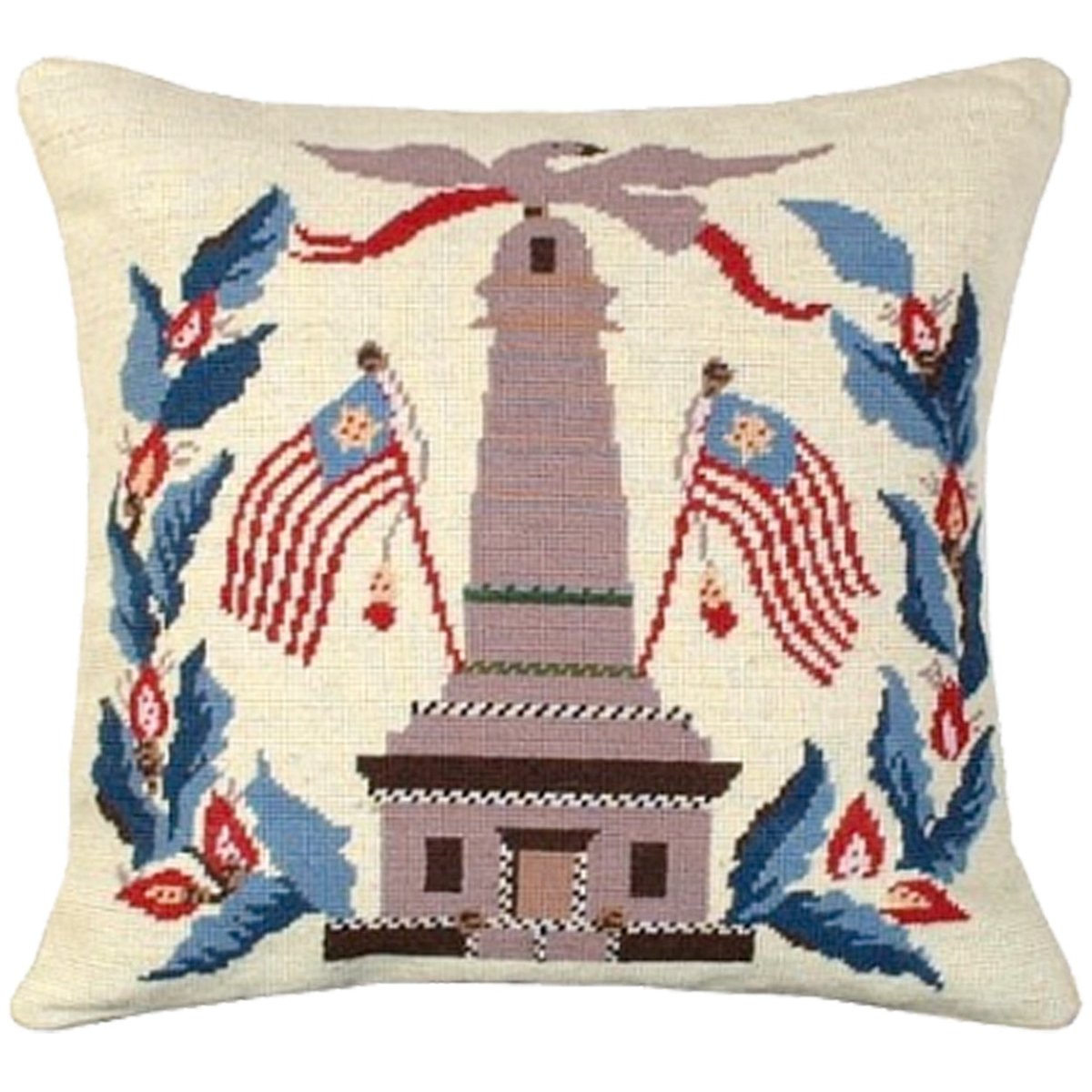 American Monument Flag Baltimore needlepoint throw pillow with artisan decorative design