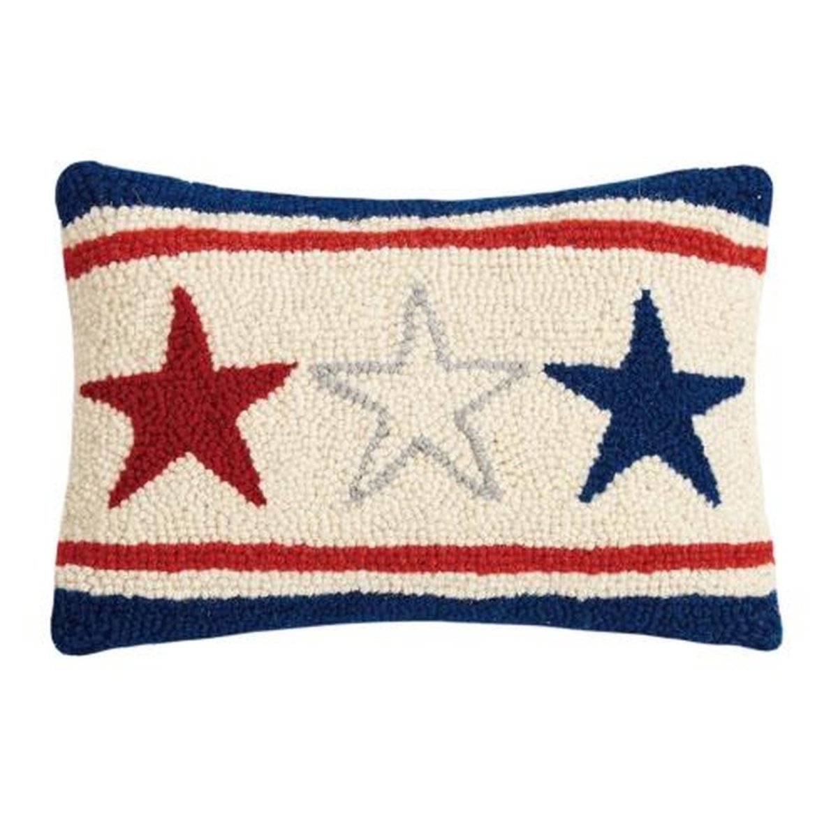 Americana Stars Wool Hooked Throw Pillow, 8x12 inch, front view