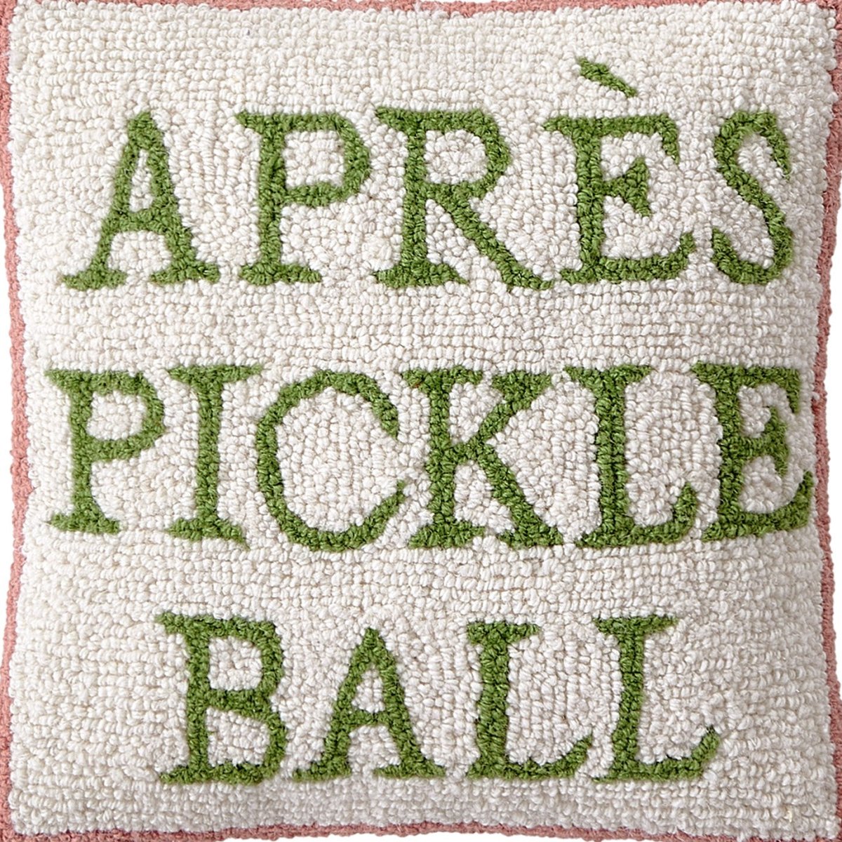 Apres Pickleball Hooked Wool Throw Pillow, close-up detail