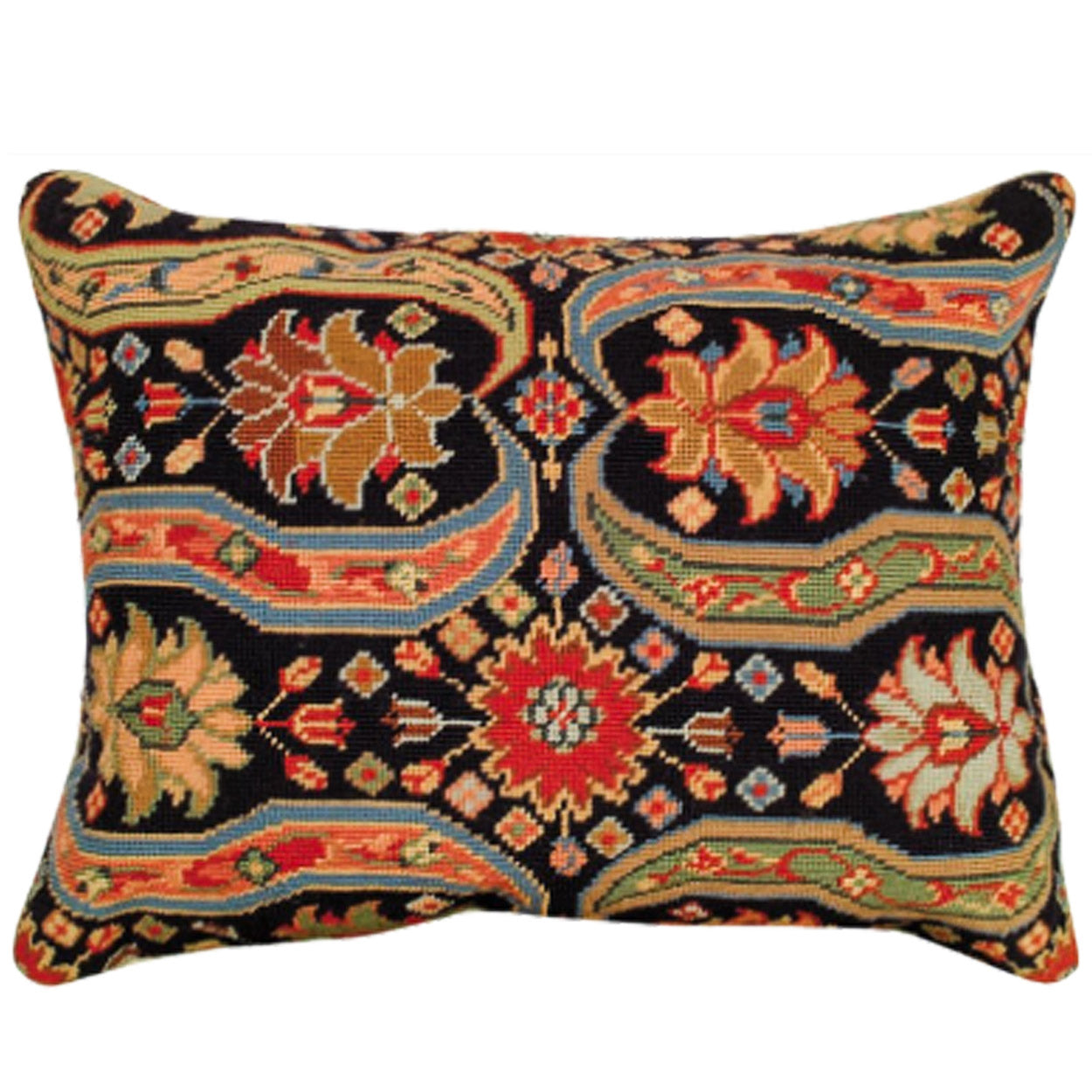 Ararat Turkish Artisan Geometric needlepoint throw pillow with artisan decorative design