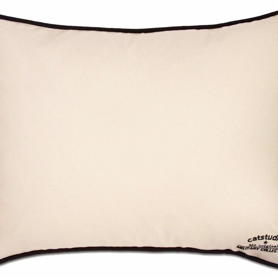 Army Military Appreciation XL Embroidered Throw Pillow - back view showing velvet backing and zipper