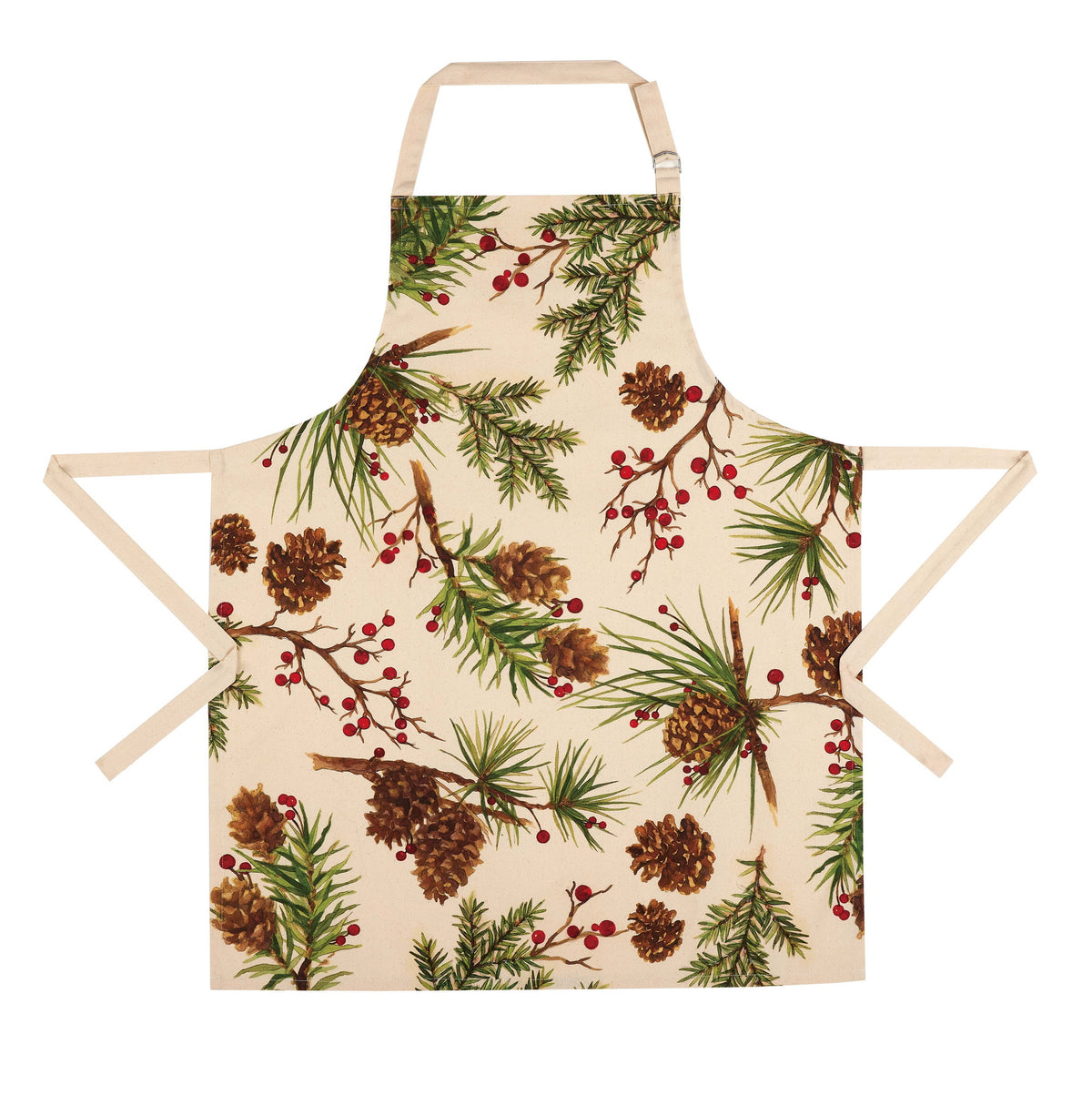 Berries & Pine Christmas Apron, 28x34 inch, front view