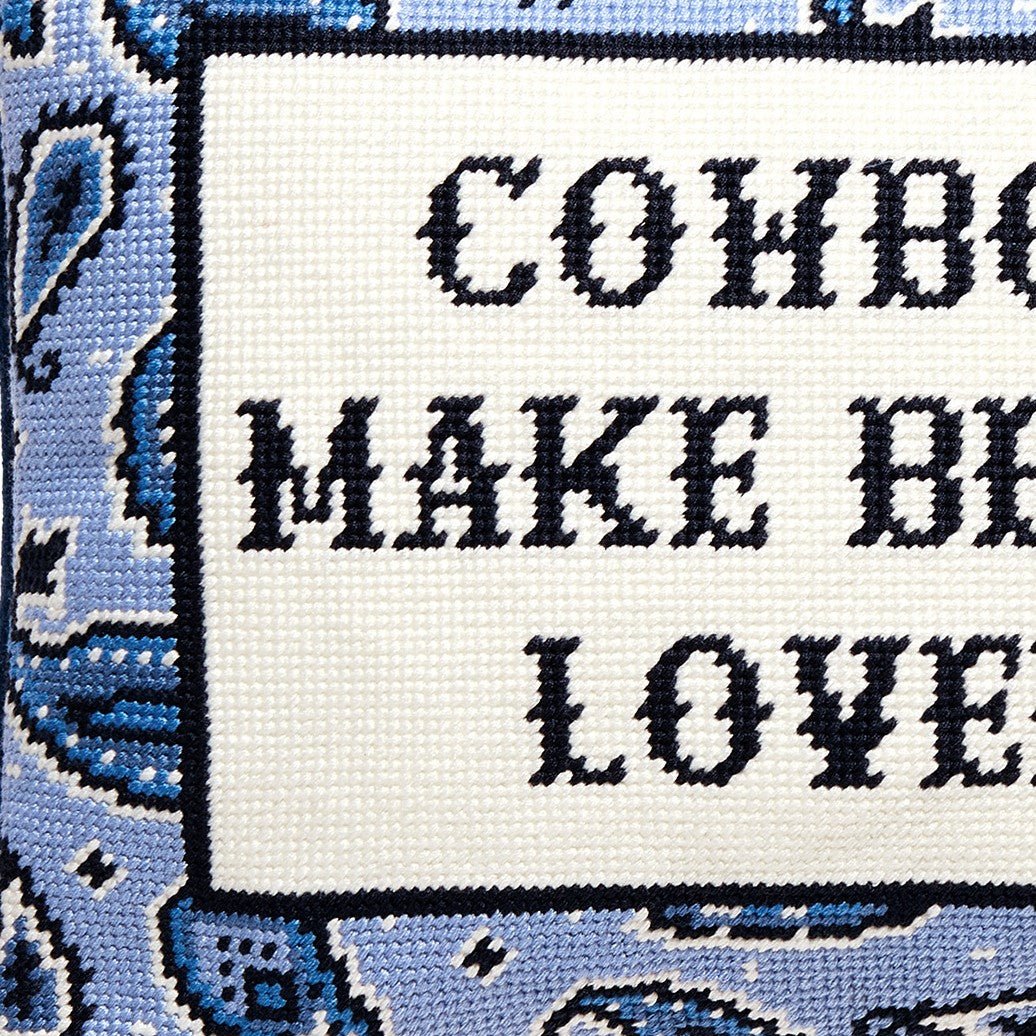 Better Lovers Embroidered Needlepoint Throw Pillow, close-up detail