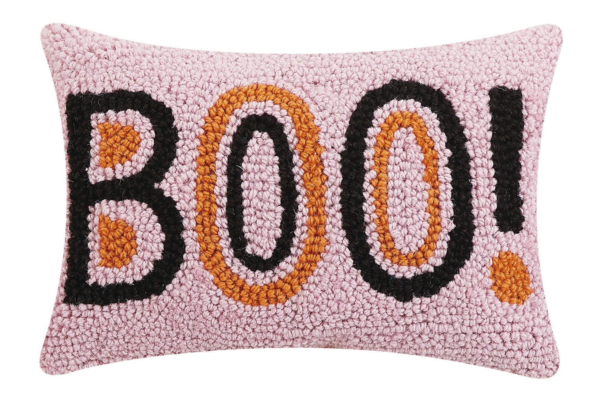 Boo Hooked Wool Halloween Throw Pillow, 8x12 inch, front view