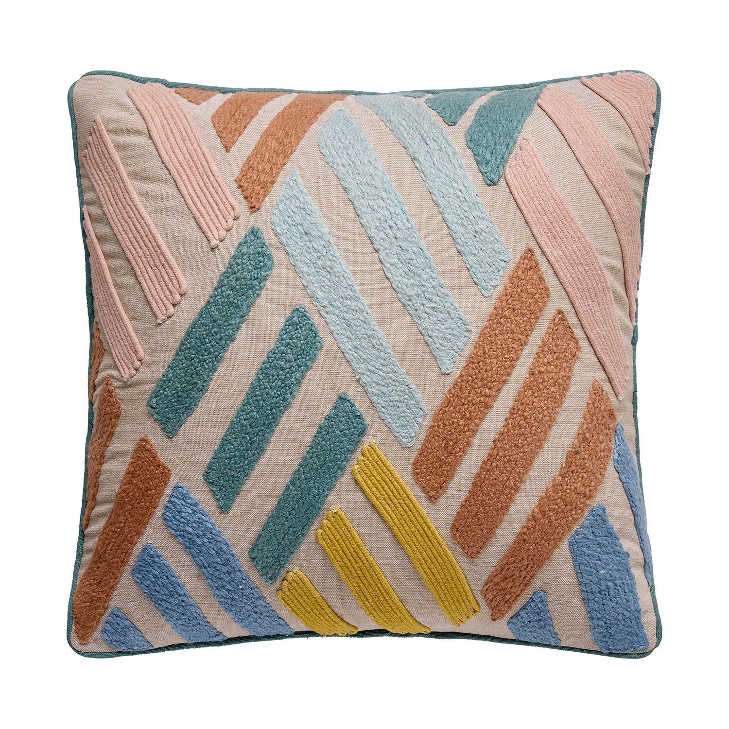 Broken Lines Embroidered Throw Pillow, 16x16 inch, front view