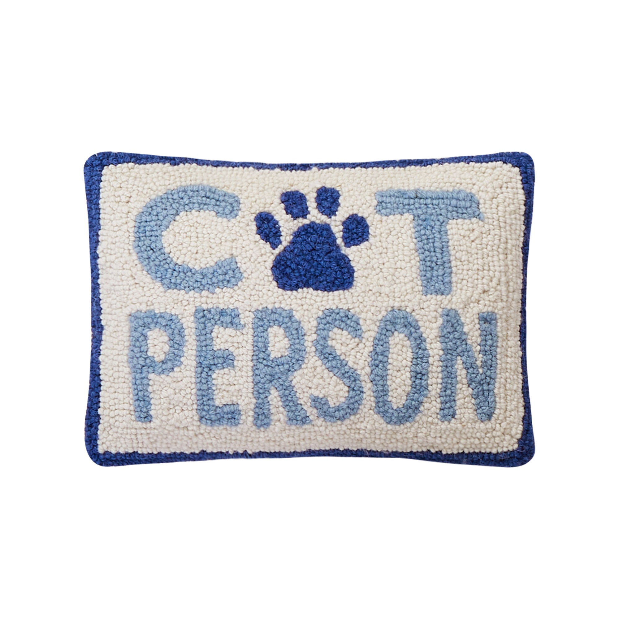 Cat Person Hooked Wool Throw Pillow, 8x12 inch, front view