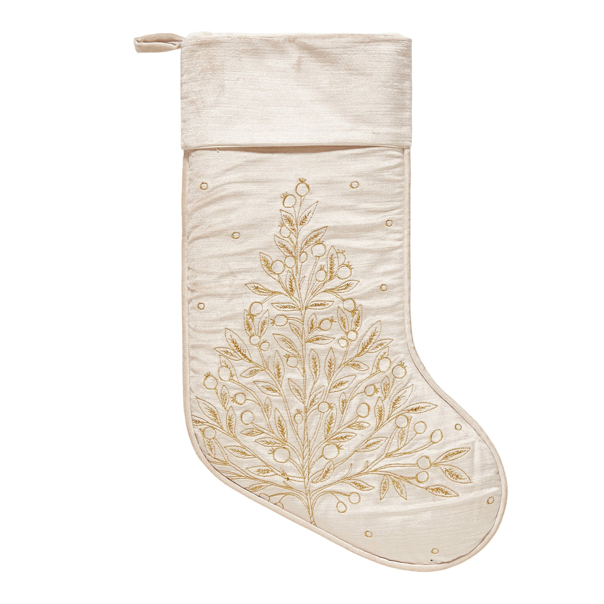 Champagne Tree Velvet Embroidered Christmas Stocking, 12x20 inch, front view