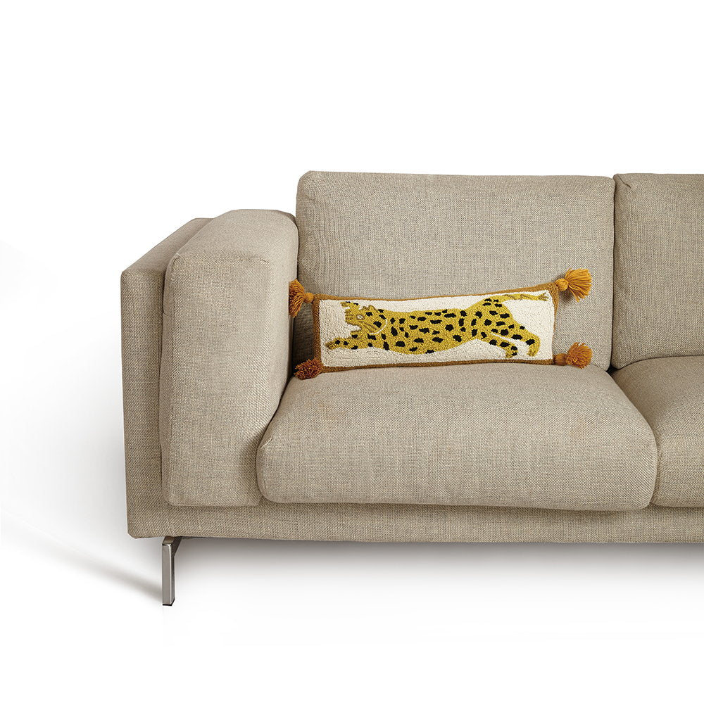 Chi Chi Hooked Wool Throw Pillow styled in a room setting, 8x22 inch
