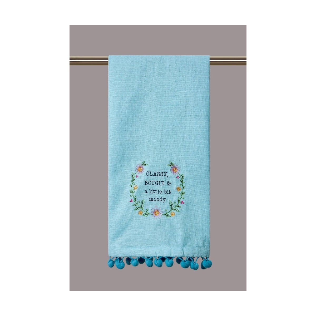 Classy Bougie Embroidered Kitchen Towel, 15x22 inch, front view