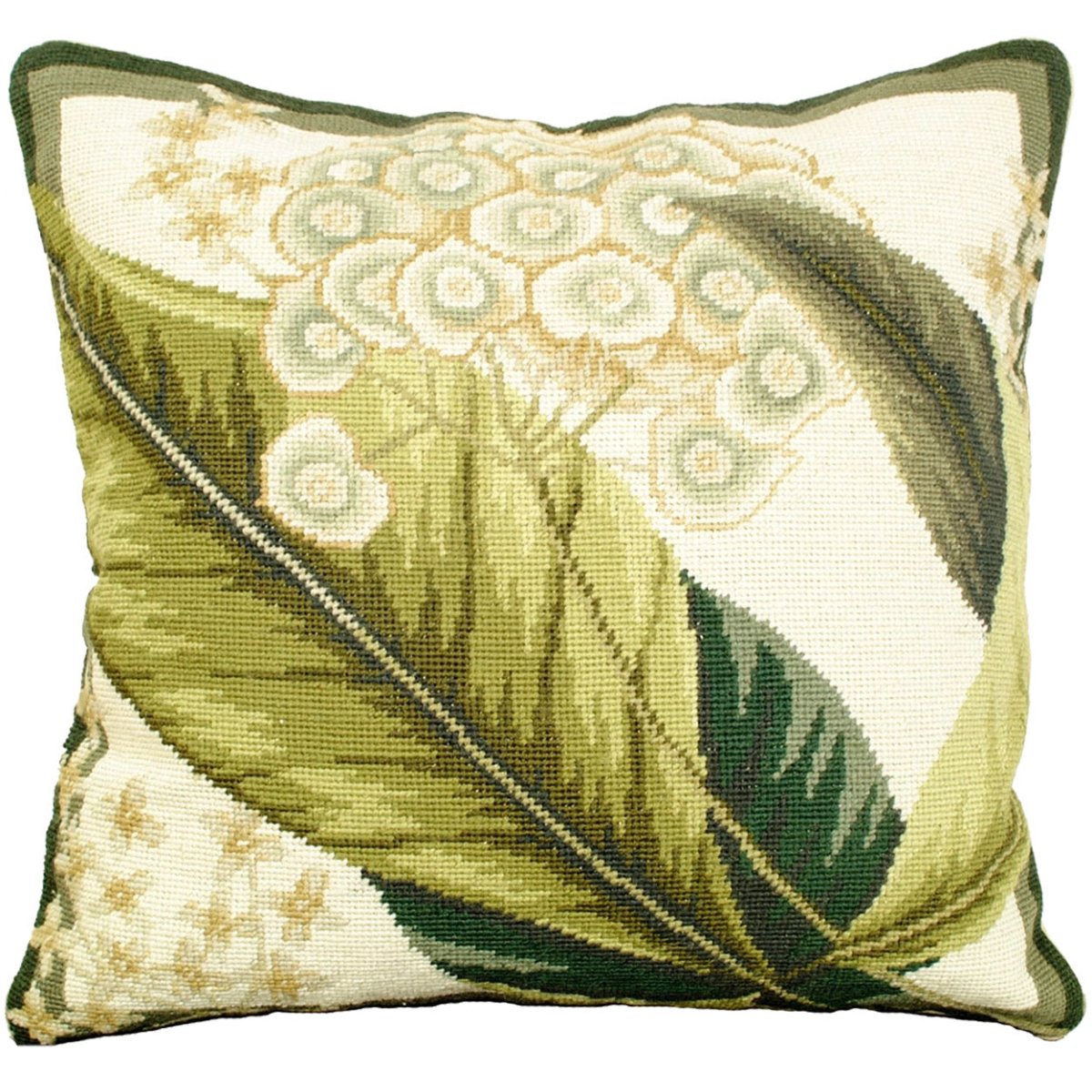 Colonial Williamsburg hand-embroidered throw pillow with botanical floral design