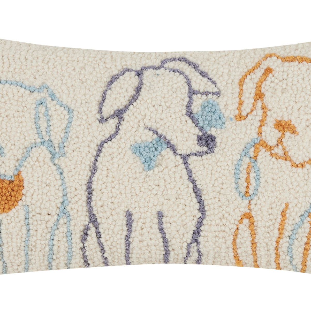 Dog Silhouettes Hooked Wool Throw Pillow, 9x16 inch, front view