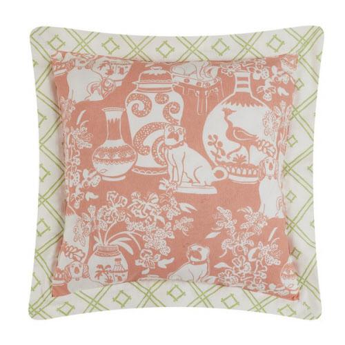 Dog Vase Rose Printed Throw Pillow, 18x18 inch, front view