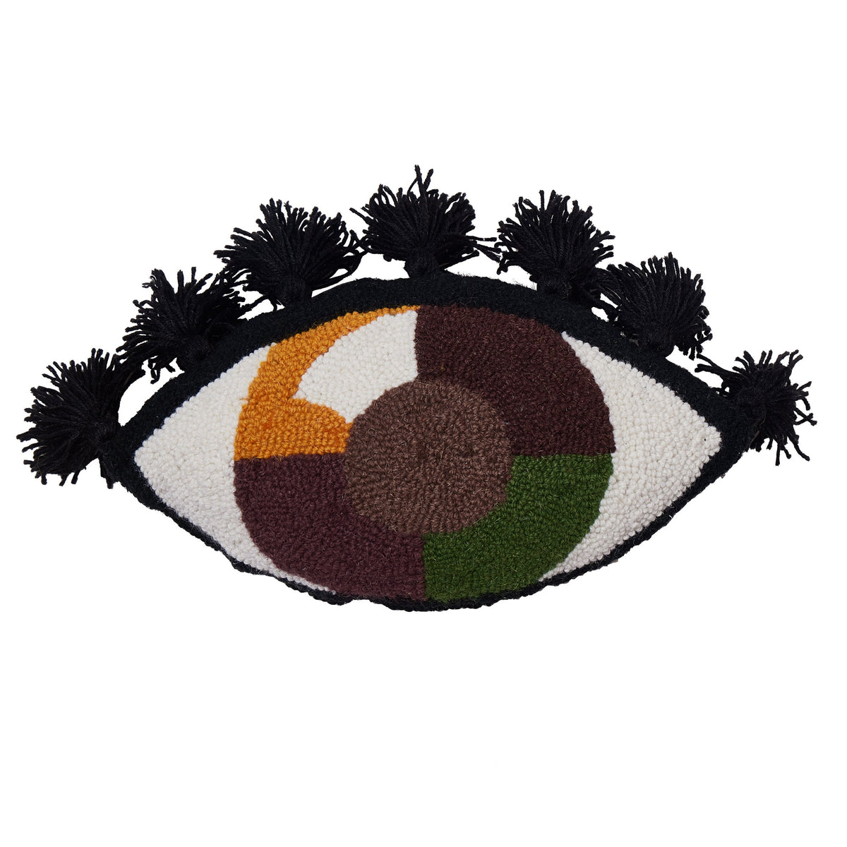 Eye Love You Hooked Wool Throw Pillow, 9x16 inch, front view
