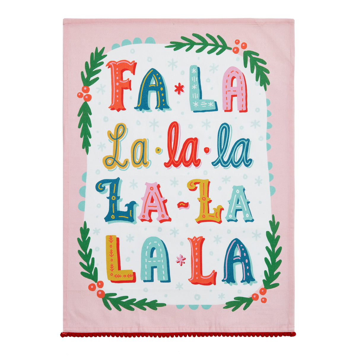 Fa La La La Christmas Kitchen Towel, 18x25 inch, front view