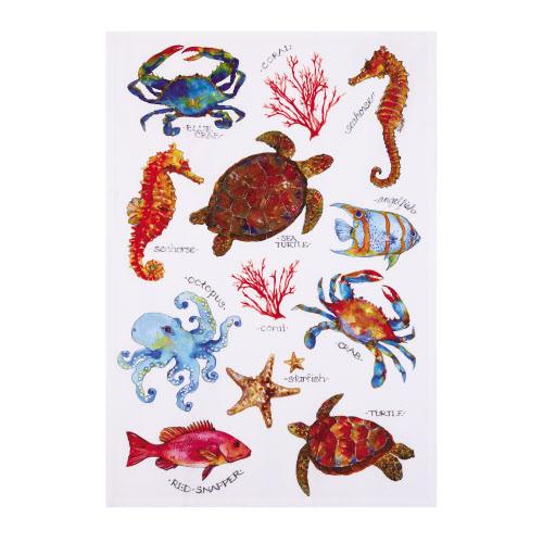 Field Guide Sealife Kitchen Towel, 18x25 inch, front view