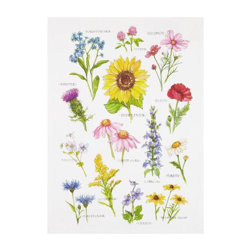 Field Guide Wildflower Printed Kitchen Towel, 18x25 inch, front view