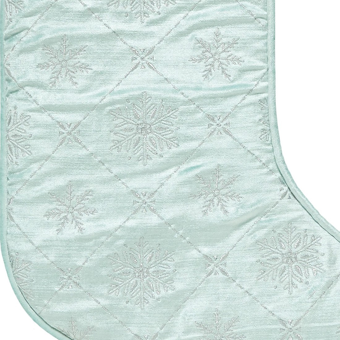 Frosty Blue Snowflake Embroidered Christmas Stocking, close-up detail