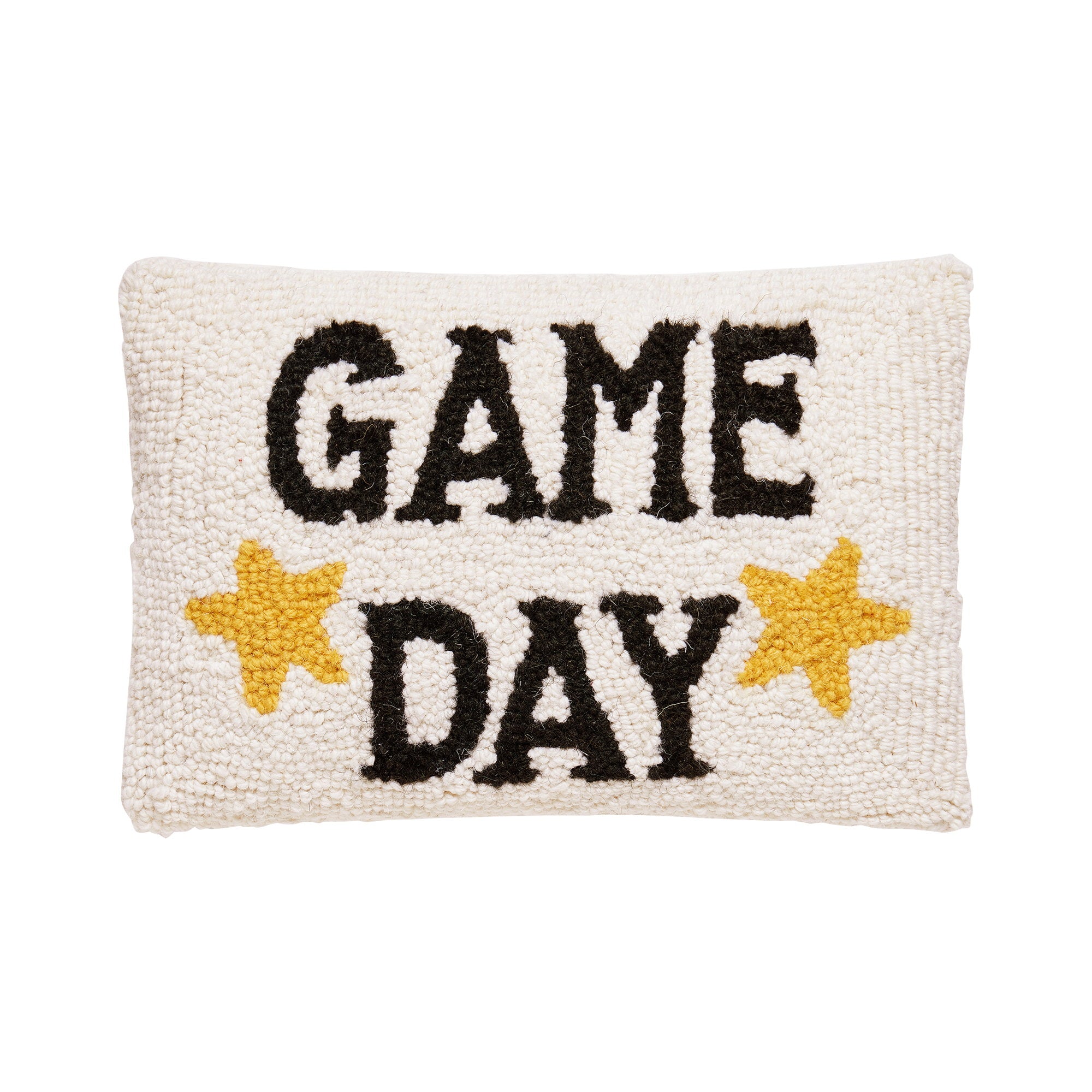 Game Day Hooked Wool Throw Pillow, 8x12 inch, front view