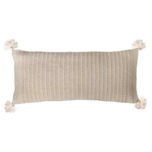 Gideon Oyster Decorative Woven Throw Pillow, 15x35 inch, front view