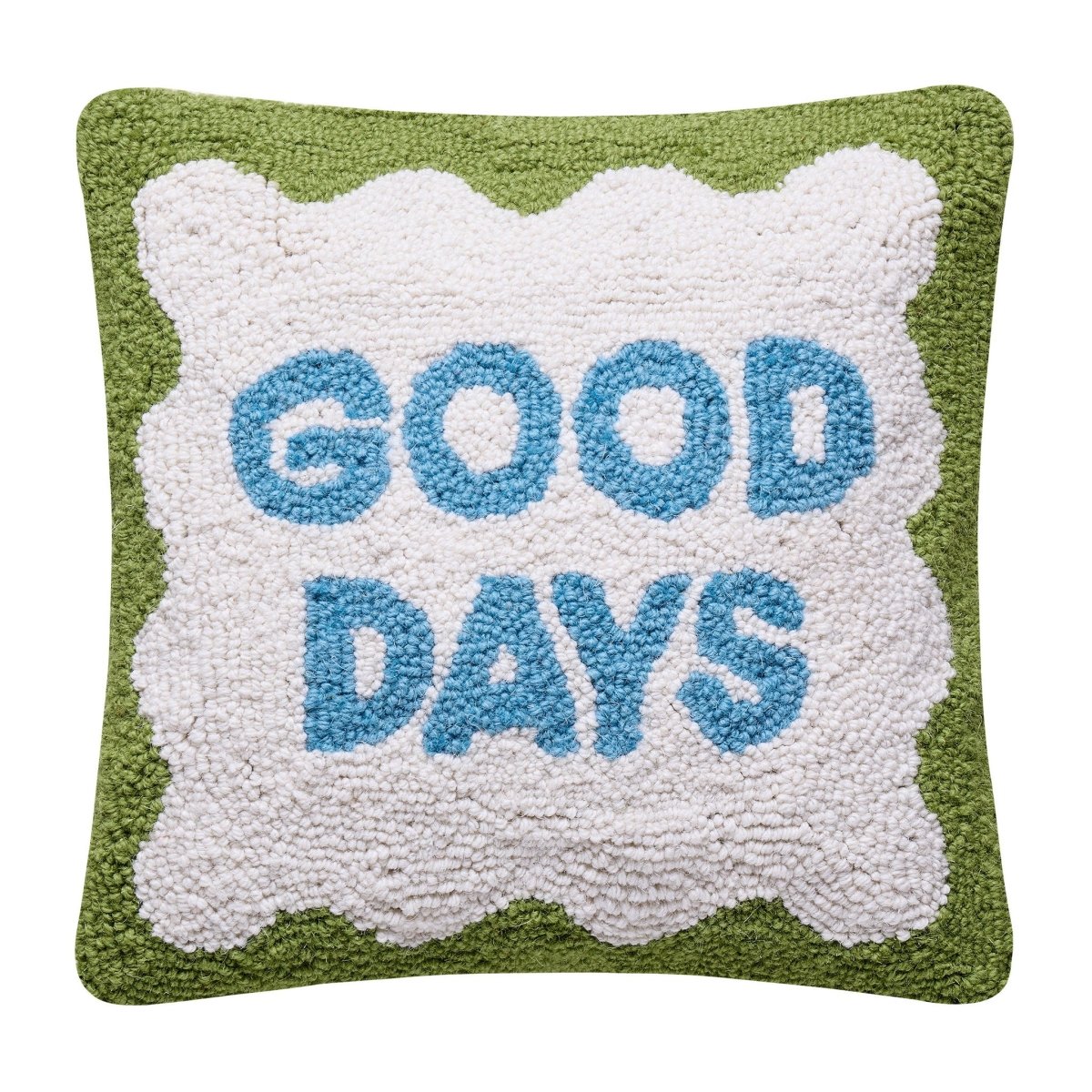 Good Days Hooked Wool Throw Pillow, 14x14 inch, front view