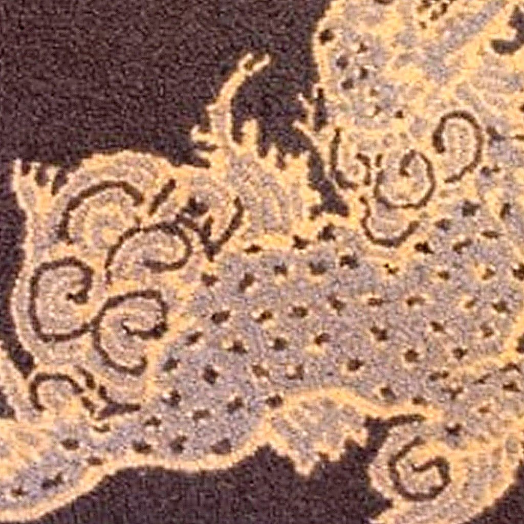 Closeup of Grey Dragon Onyx Dunmore Wool Hooked needlepoint throw pillow highlighting hand-stitched wool craftsmanship and fabric detail