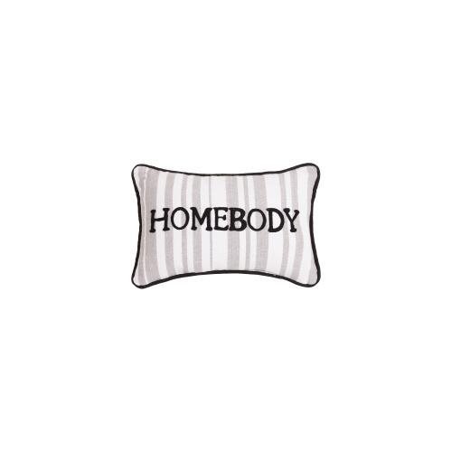 Grey Stripe Homebody Crewel Embroidered Throw Pillow, 8x12 inch, front view