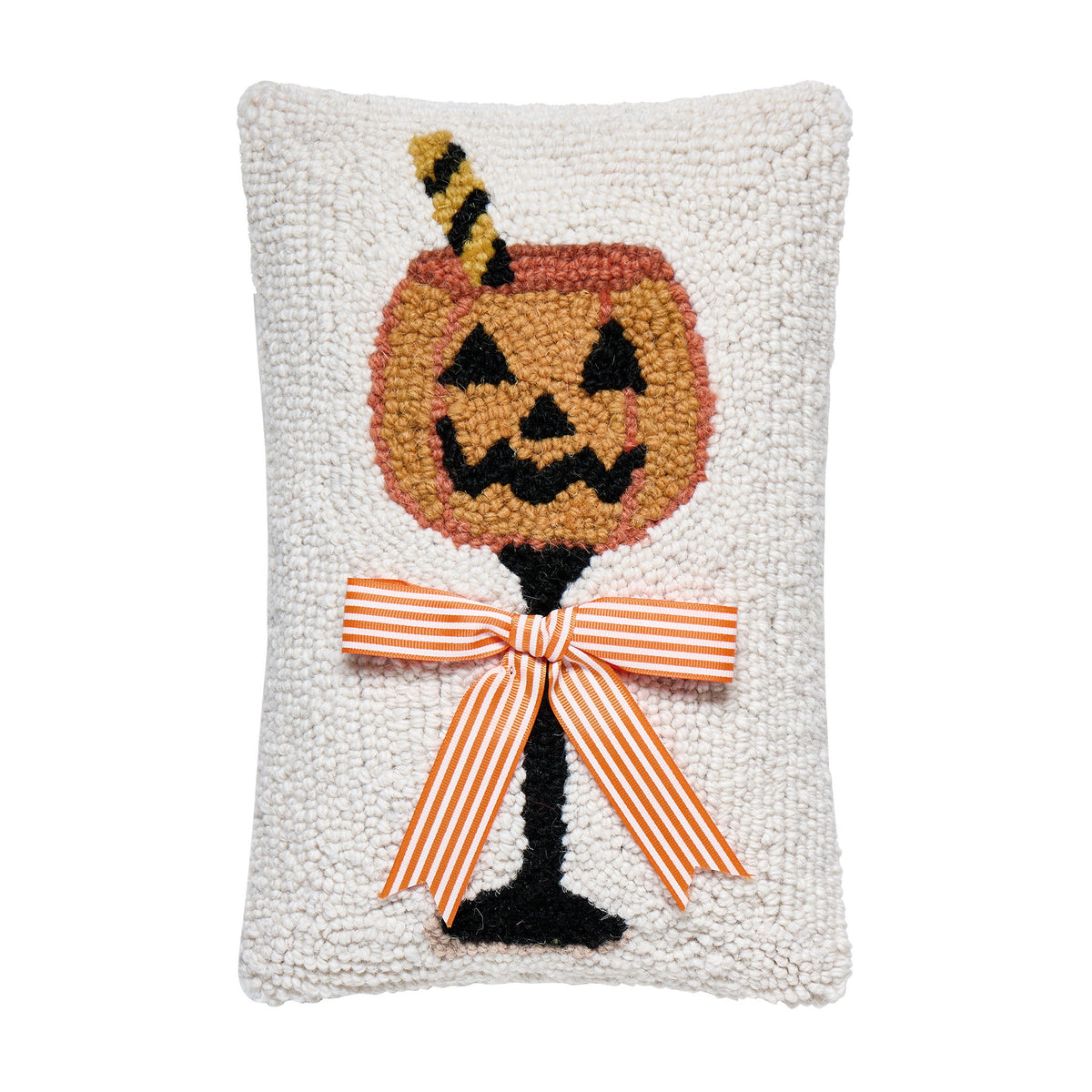 Halloween Drink Hooked Wool Throw Pillow, 8x12 inch, front view