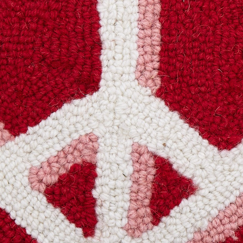 Heart Anchor Hooked Wool Throw Pillow, close-up detail