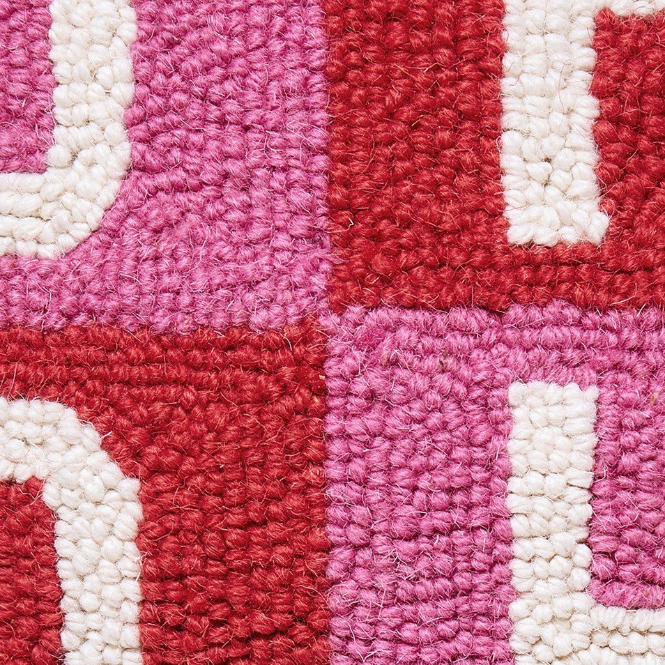 Hoho Hooked Wool Christmas Throw Pillow, close-up detail