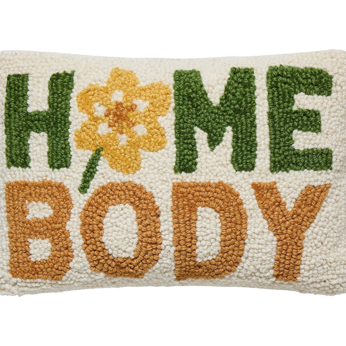 Home Body Hooked Wool Throw Pillow, close-up detail