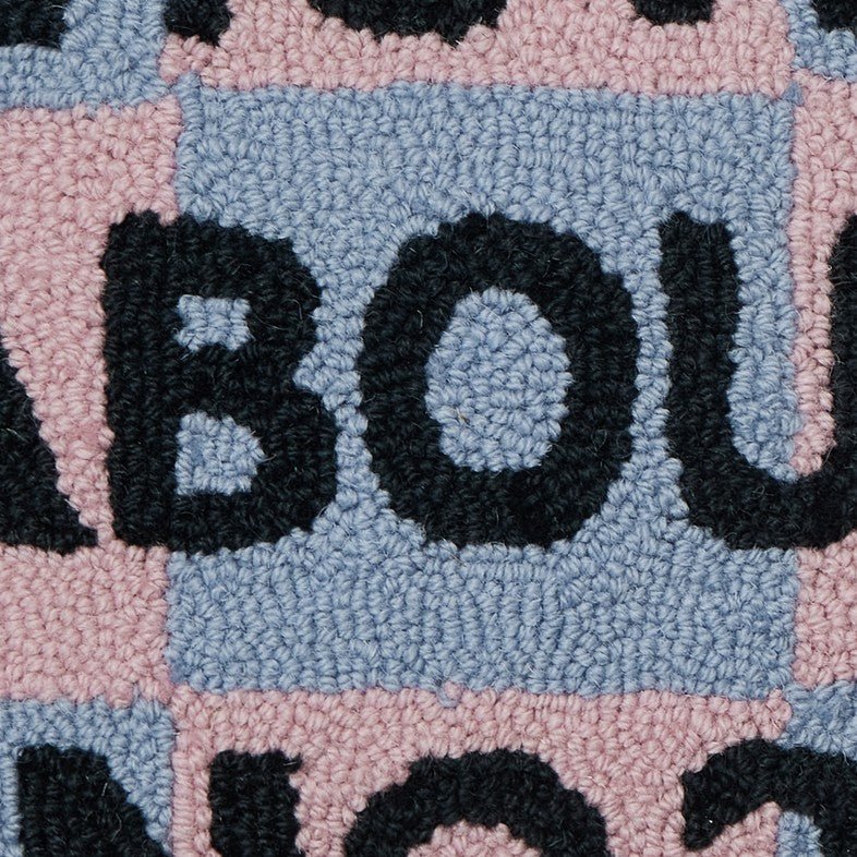 How About No Hooked Wool Throw Pillow, close-up detail