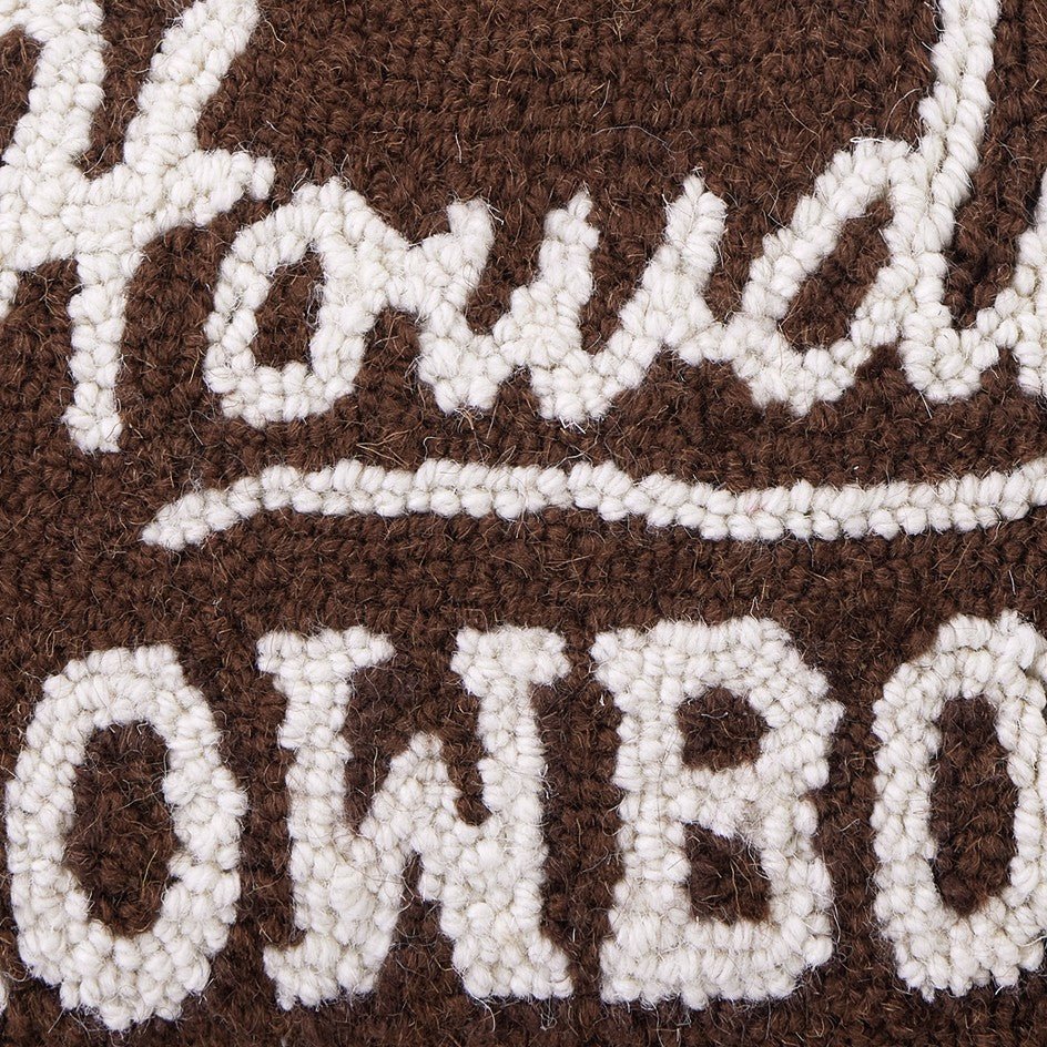 Howdy Cowboy Hooked Wool Throw Pillow, close-up detail