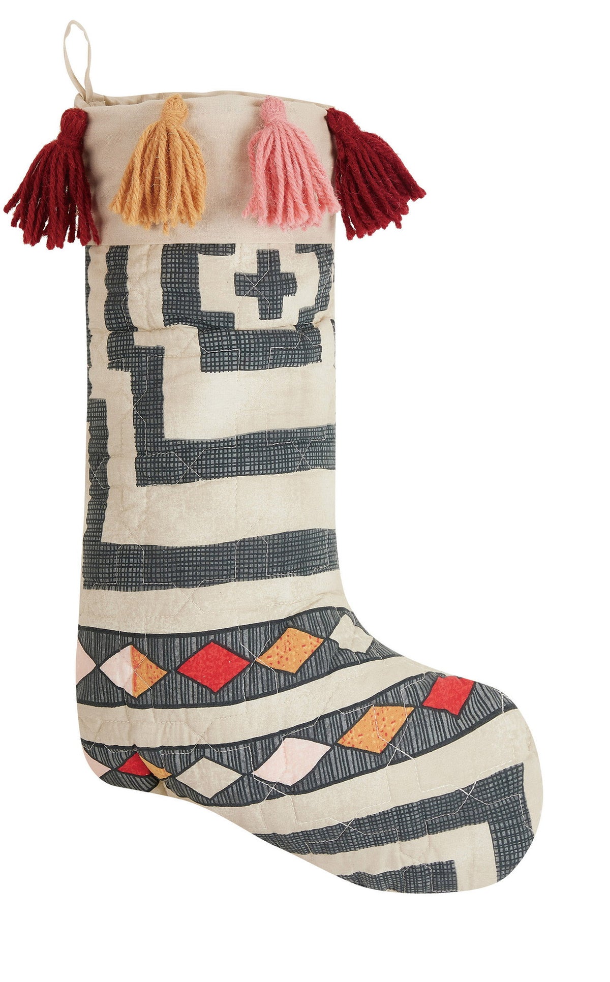 Hypnotic Quilted Christmas Stocking, 12x20 inch, front view