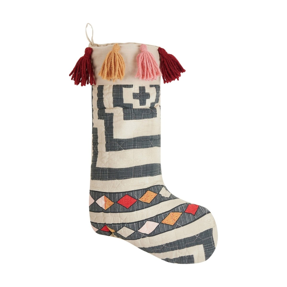 Hypnotic Quilted Christmas Stocking, 12x20 inch, front view
