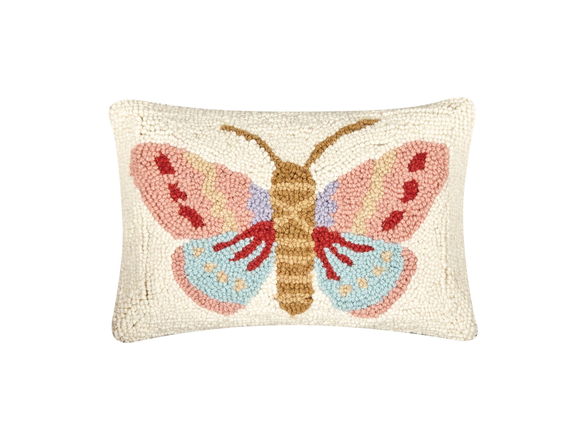 Insect Hooked Wool Throw Pillow, 8x12 inch, front view