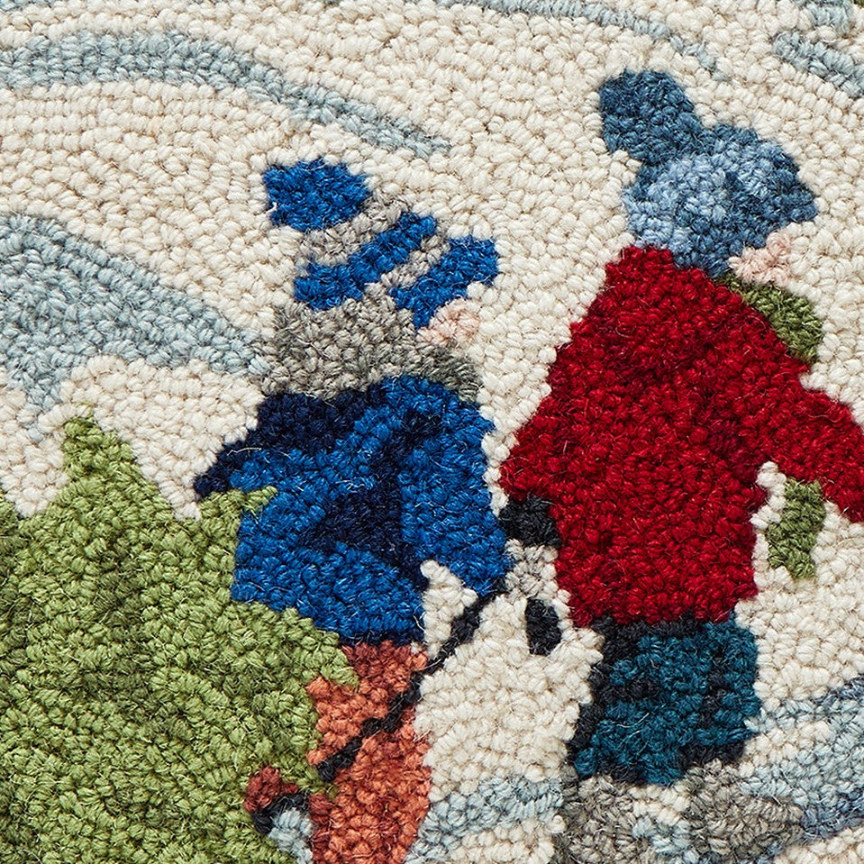 Kids Christmas Tree Hooked Wool Throw Pillow, close-up detail