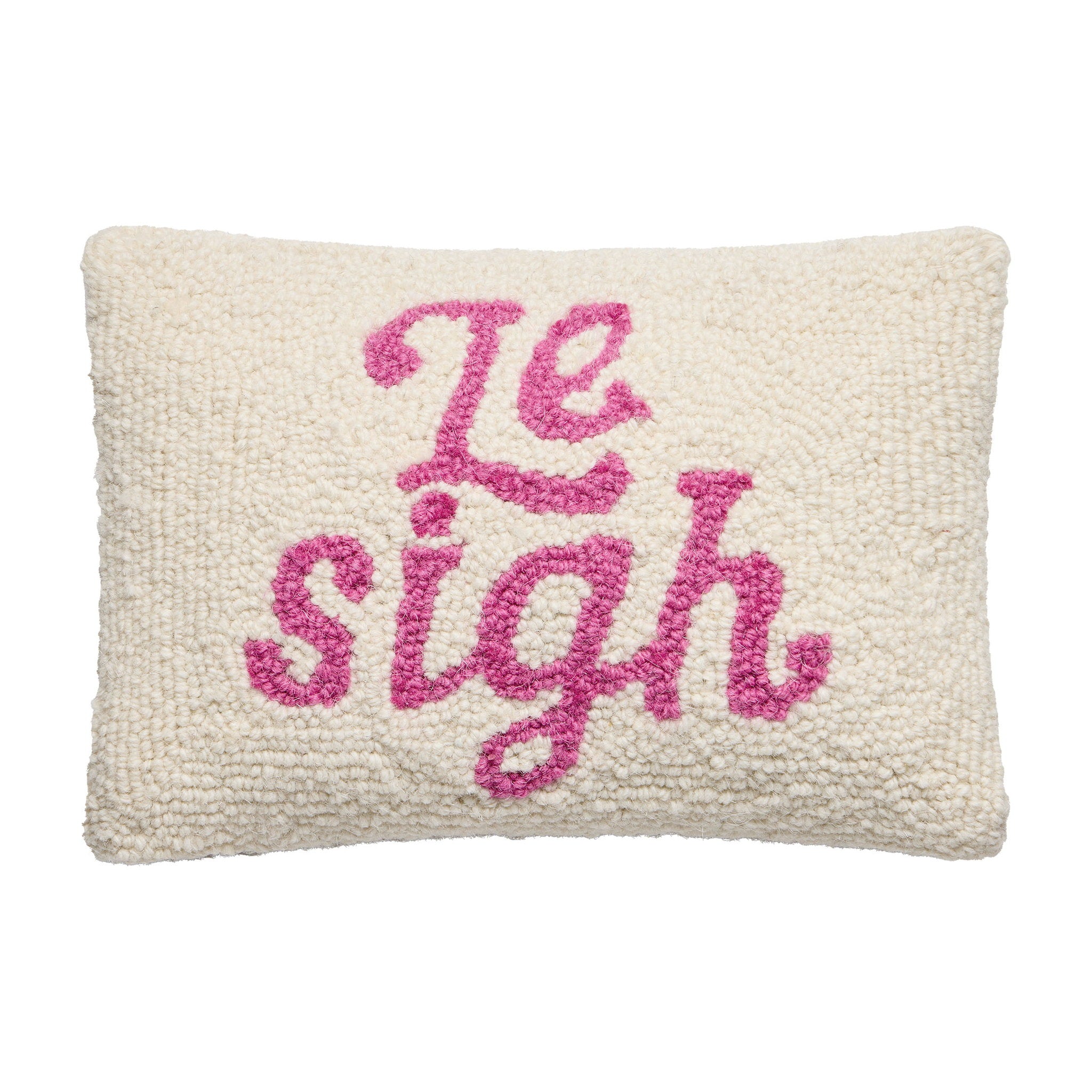 Le Sigh Hooked Wool Throw Pillow, 8x12 inch, front view