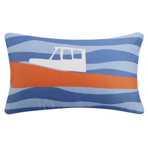 Lobster Cove Boat Digital Print Throw Pillow, 12x20 inch, front view