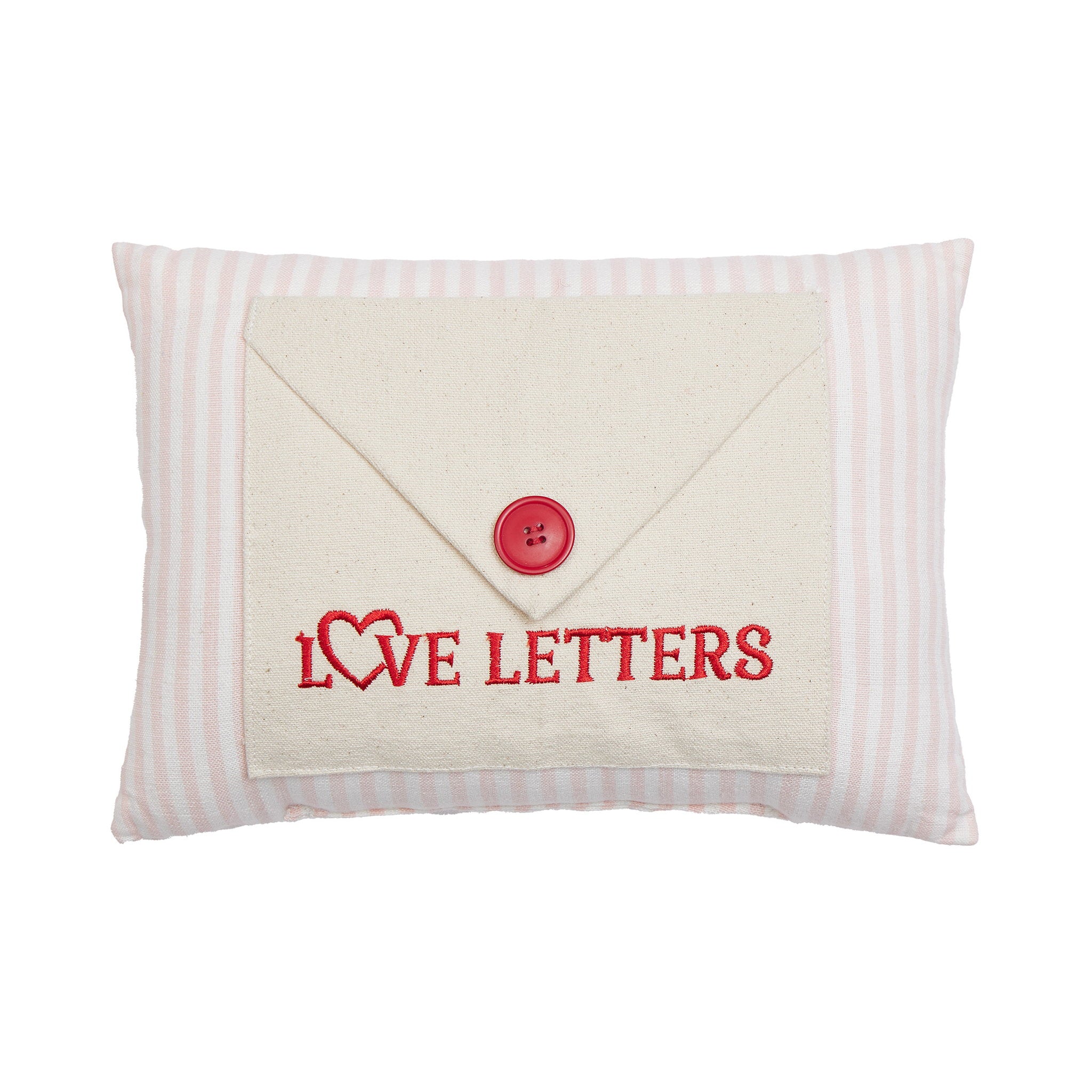 Love Letter with Button Embroidered Valentine Throw Pillow, 8x12 inch, front view