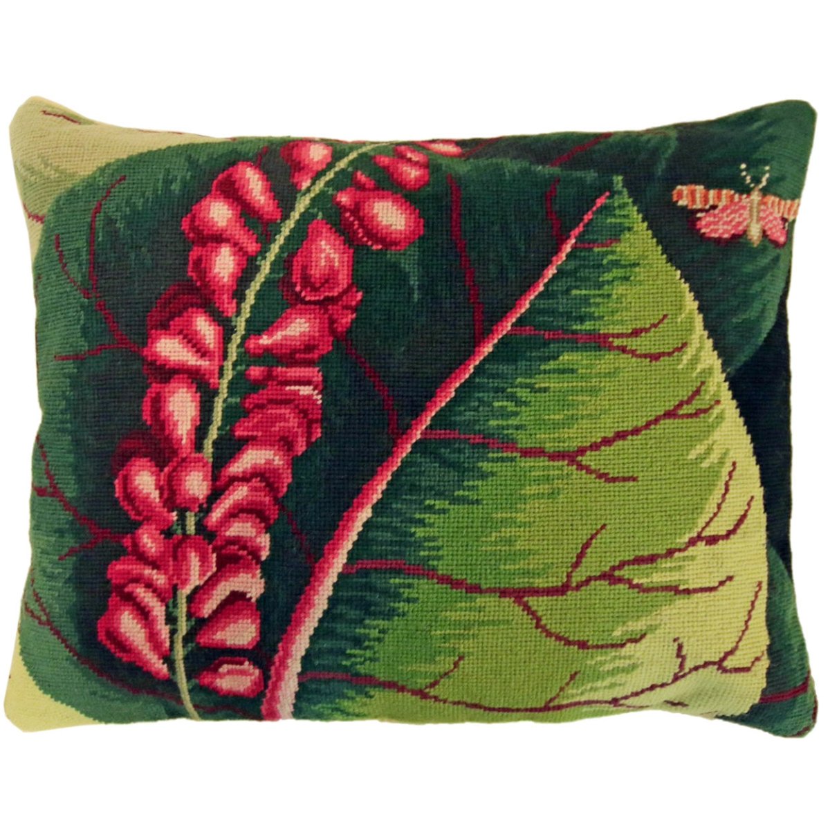 Mangrove Tree Antique needlepoint throw pillow with botanical floral design
