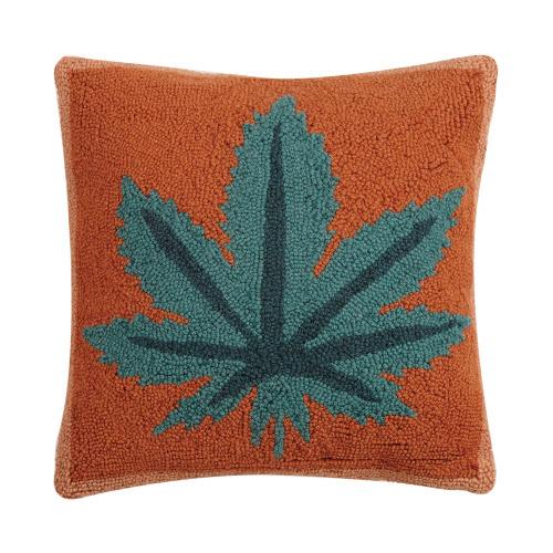 Mary Jane Hooked Wool Throw Pillow, 16x16 inch, front view