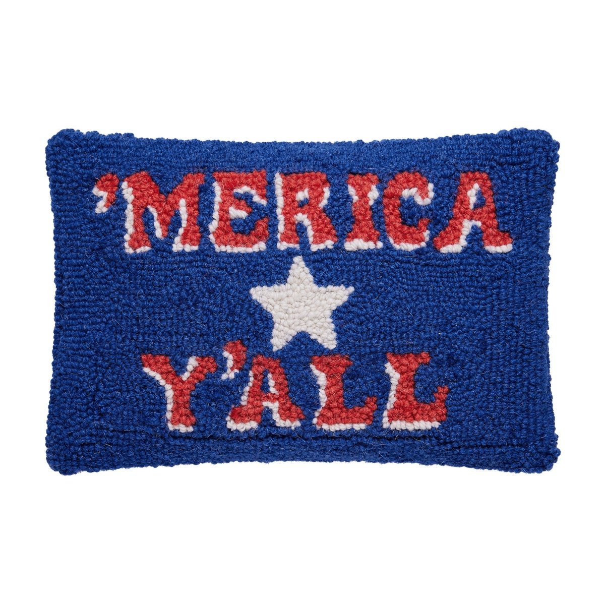 Merica Y'all Hooked Wool Throw Pillow, 8x12 inch, front view