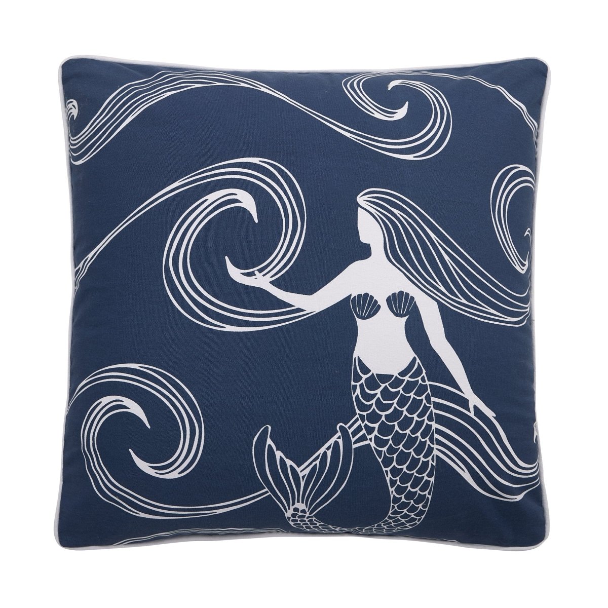 Mermaid Printed Throw Pillow, 20x20 inch, front view