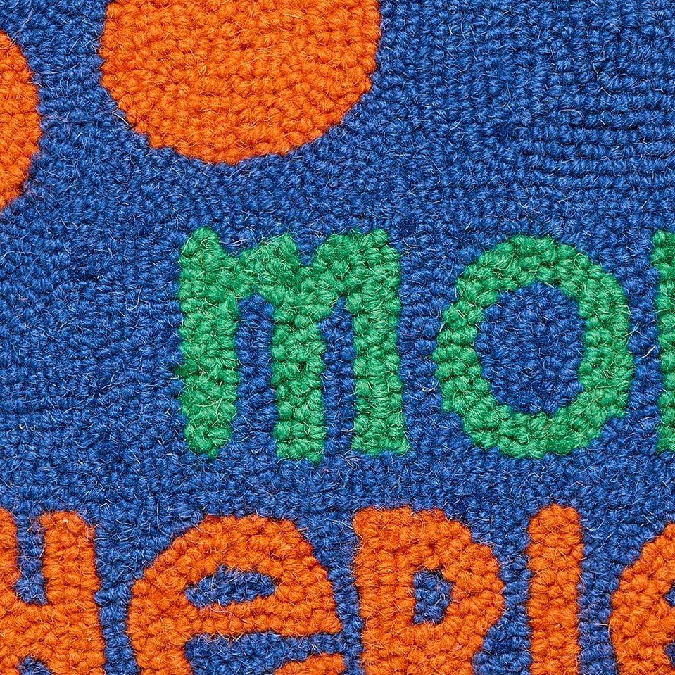 Mon Cherie Hooked Wool Throw Pillow, close-up detail