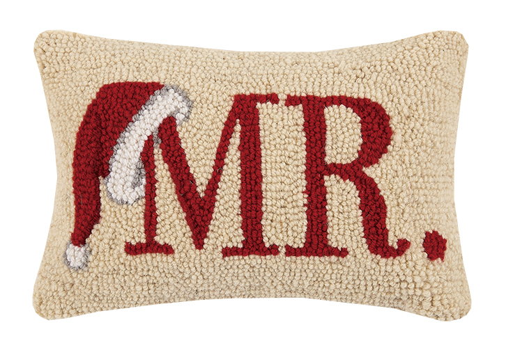 Mr Hooked Wool Christmas Throw Pillow, 8x12 inch, front view