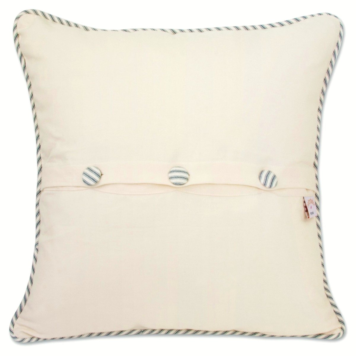 Newport, RI Seaside City Embroidered Travel Pillow - back view showing velvet backing and zipper