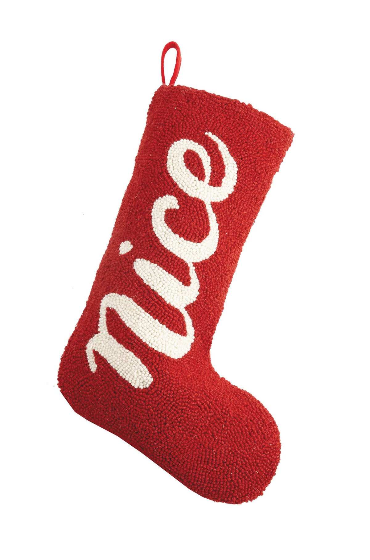 Nice Hooked Wool Christmas Stocking, 12x20 inch, front view